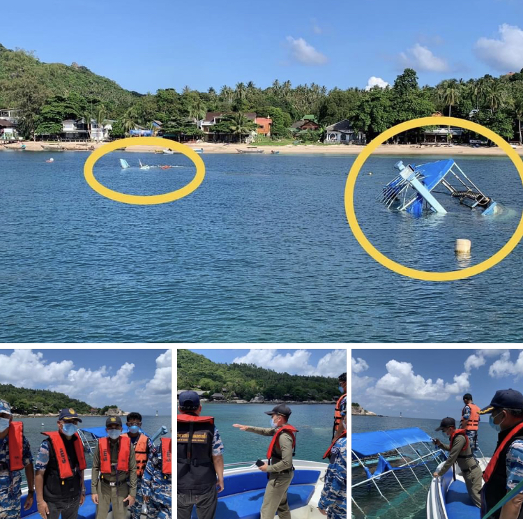 ตรวจสอบเรือจม ทับแนวปะการังอ่าวแม่หาด เกาะเต่า