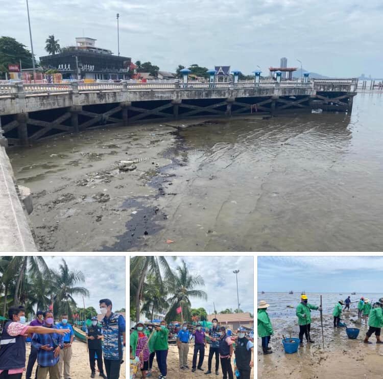 รับแจ้งเหตุ พบการลอบทิ้งน้ำมันเครื่องบนชายหาดวอนนภา