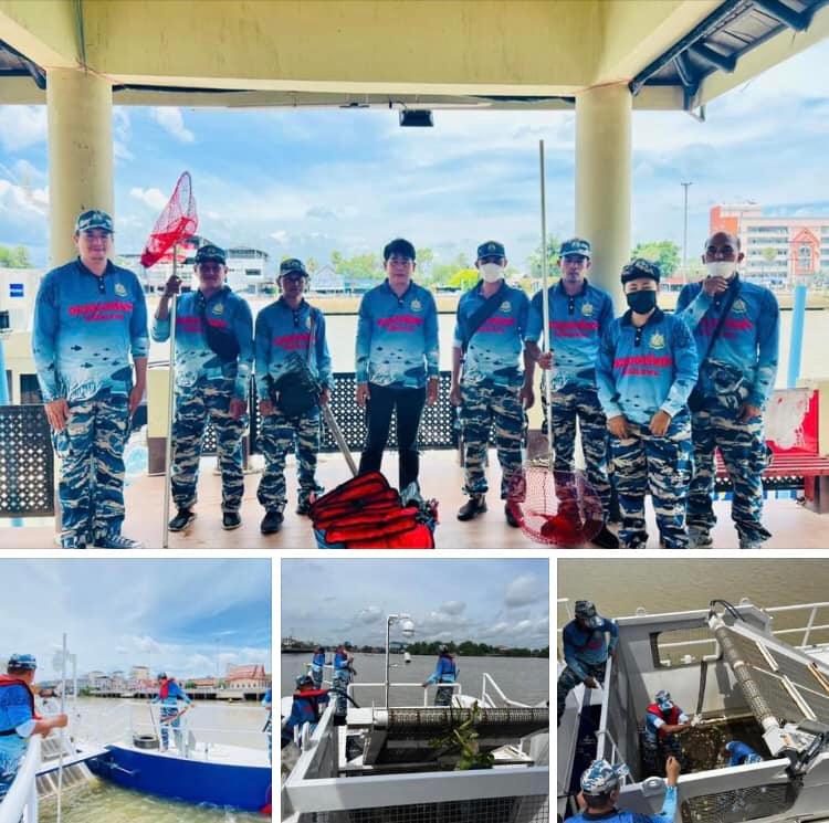ลดขยะออกสู่ทะเล ล่องเรือเก็บขยะปากน้ำตาปี