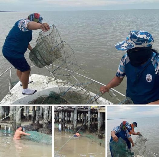 ลาดตระเวนร่วม ยึดลอบพับได้ในทะเลสมุทรสงคราม