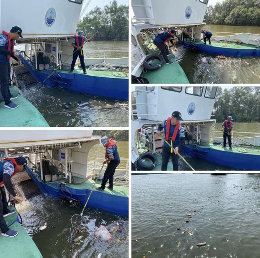 กรมทะเลชายฝั่ง จัดเก็บขยะที่ตกค้างในระบบนิเวศ แม่น้ำท่าจีน จ.สมุทรสาคร