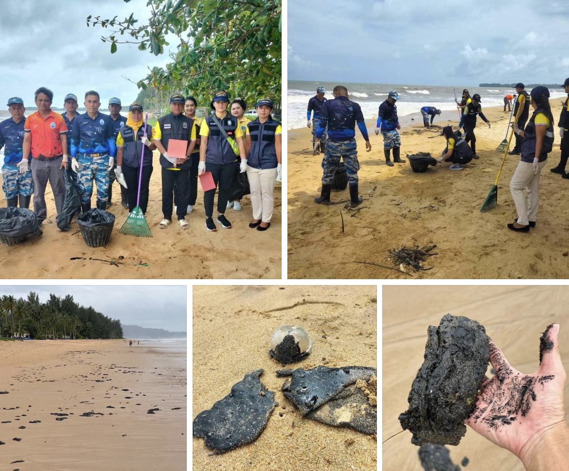 กรมทะเลชายฝั่ง ร่วมตรวจสอบพบวัตถุสีดำคล้ายน้ำมันดิบ ชายหาดคึกคัก จ.พังงา