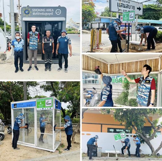 กรมทะเลชายฝั่ง สำรวจ ซ่อมแซม จุดประชาสัมพันธ์ “โครงการชายหาดปลอดบุหรี่” ชายหาดบางแสน จ.ชลบุรี