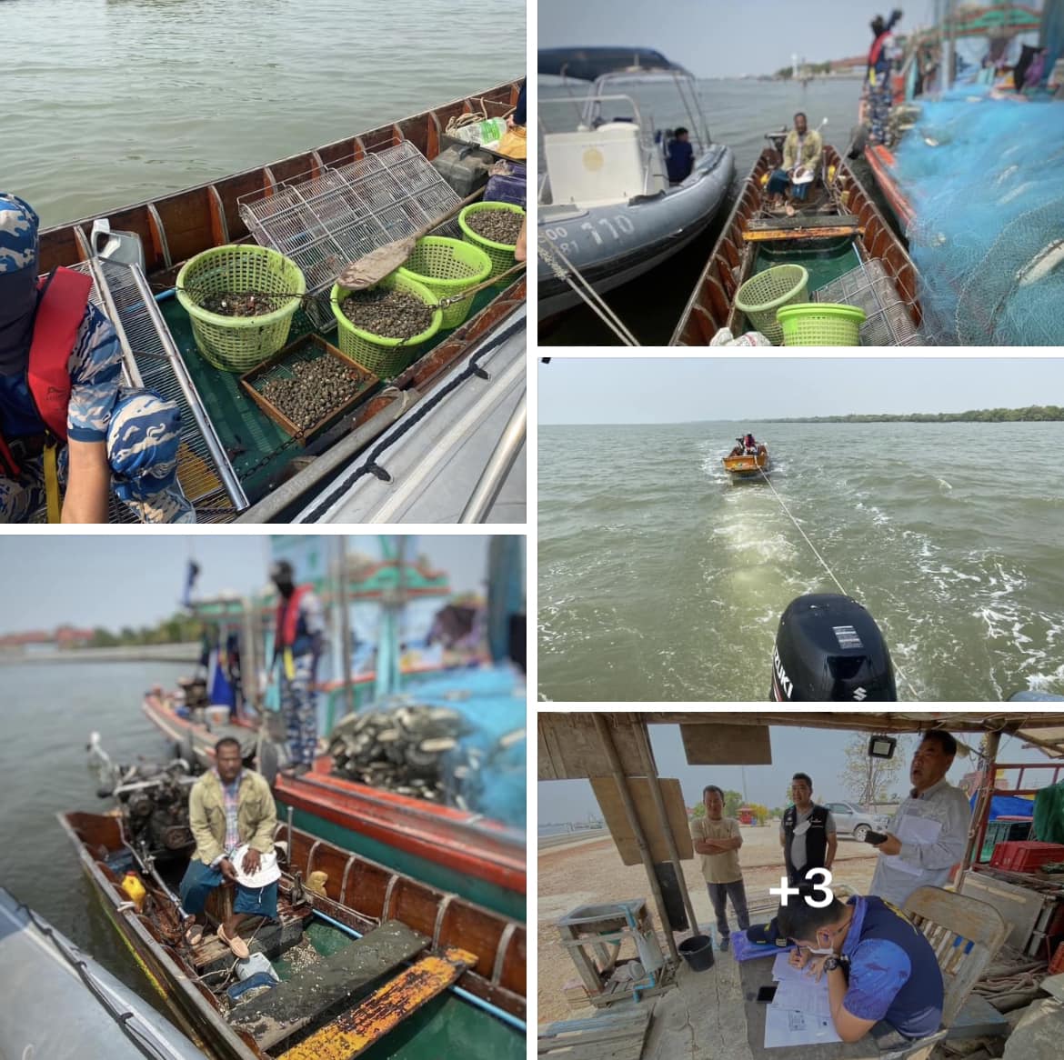 กรม ทช. ตรวจพบผู้กระทำความผิดลักลอบใช้เครื่องมือคราดหอยประกอบเรือกล ชายฝั่งทะเล จ.สมุทรสาคร