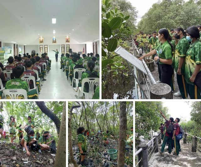 กรมทะเลชายฝั่ง พาเยี่ยมชม ศึกษาเรียนรู้ระบบนิเวศป่าชายเลน ทำกิจกรรมเก็บขยะ และปลูกป่าชายเลน จ.นครศรีธรรมราช