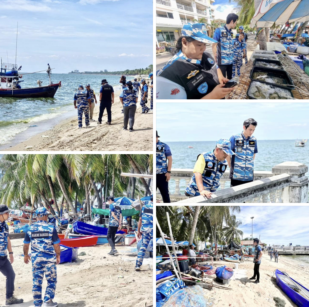 กรมทะเลชายฝั่ง ตรวจสอบบริเวณชายหาด 3 จุด พร้อมเฝ้าระวังต่อเนื่องกรณีน้ำมันรั่วไหล จ.ชลบุรี