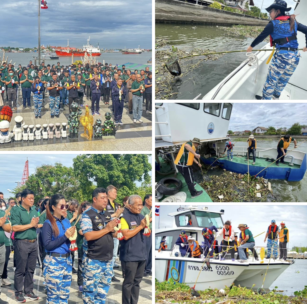 กรม ทช. ร่วมโครงการ “ล่องเรือหารักษ์” กิจกรรมเก็บขยะทะเลปากแม่น้ำท่าจีน จ.สมุทรสาคร