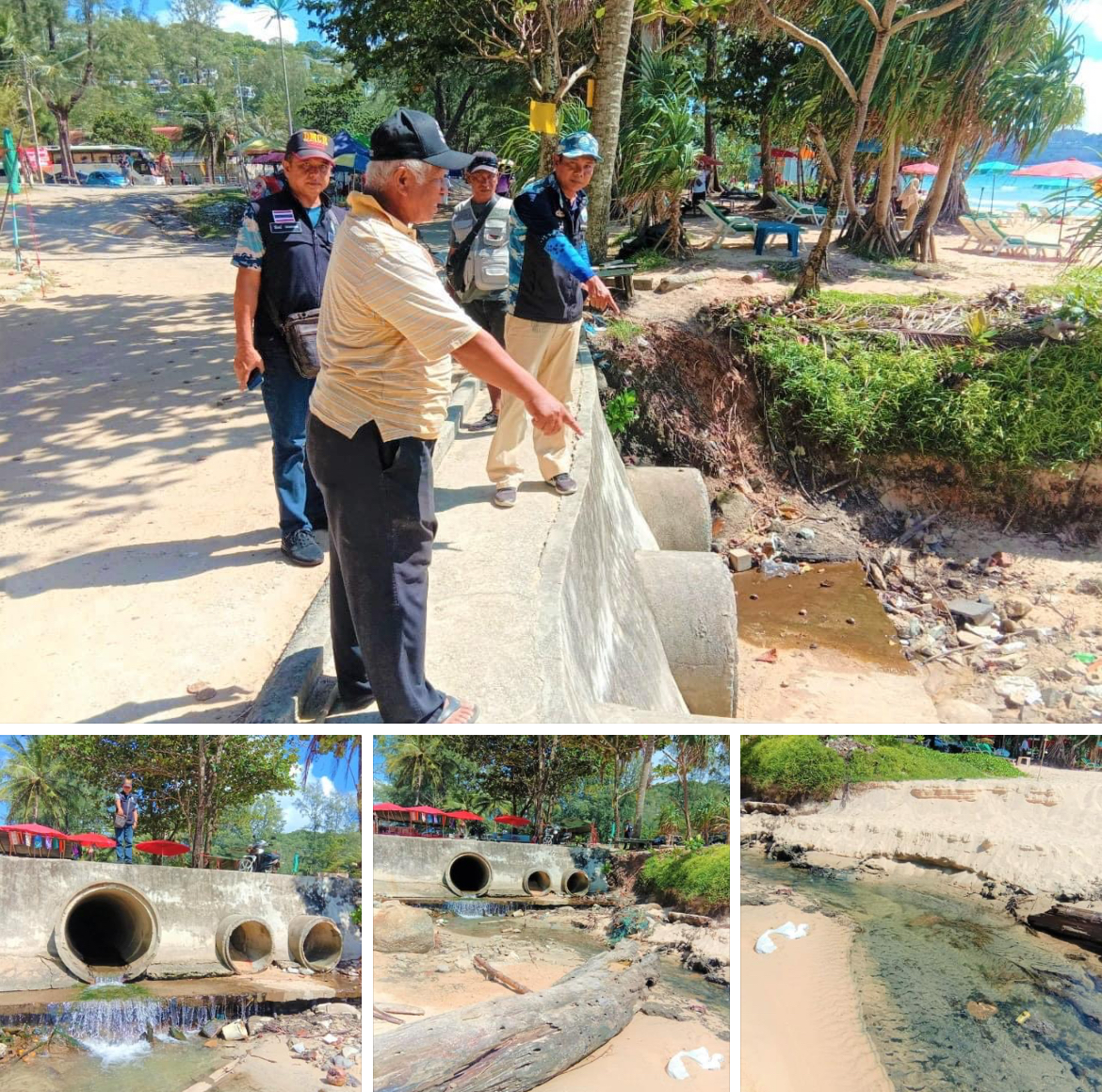 กรมทะเลชายฝั่ง ตรวจสอบการปล่อยน้ำเสียลงทะเล ชายหาดสุรินทร์ จ.ภูเก็ต