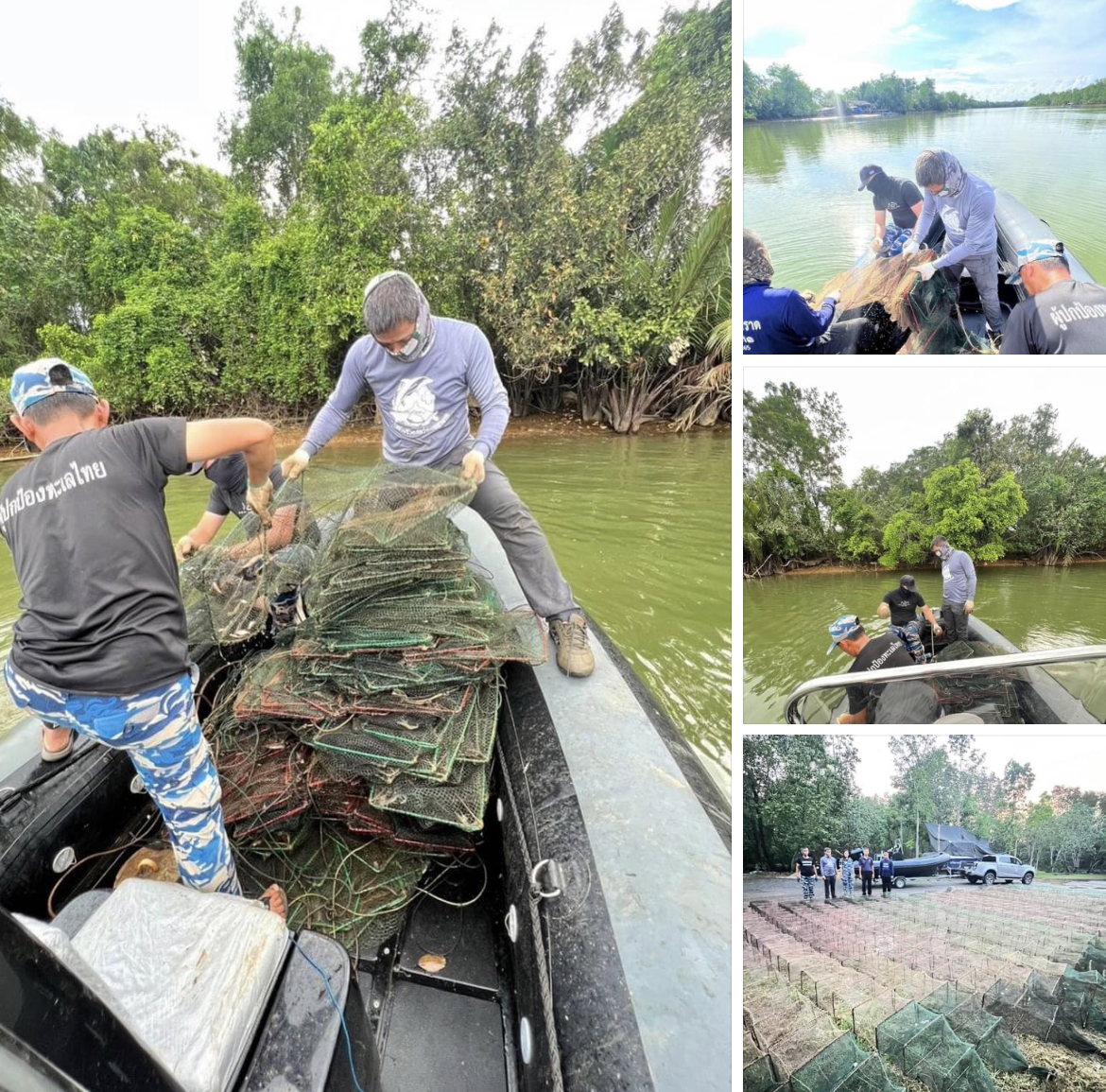 กรม ทช. ลงพื้นที่ตรวจสอบบริเวณแม่น้ำตราด กรณีมีการใช้เครื่องมือประมงผิดกฏหมายในพื้นที่