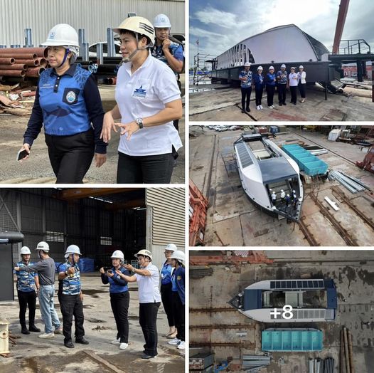 กรม ทช. ลงพื้นที่ติดตามความก้าวหน้าการประกอบเรือดักเก็บขยะพลังงานแสงอาทิตย์ จ.สมุทรปราการ