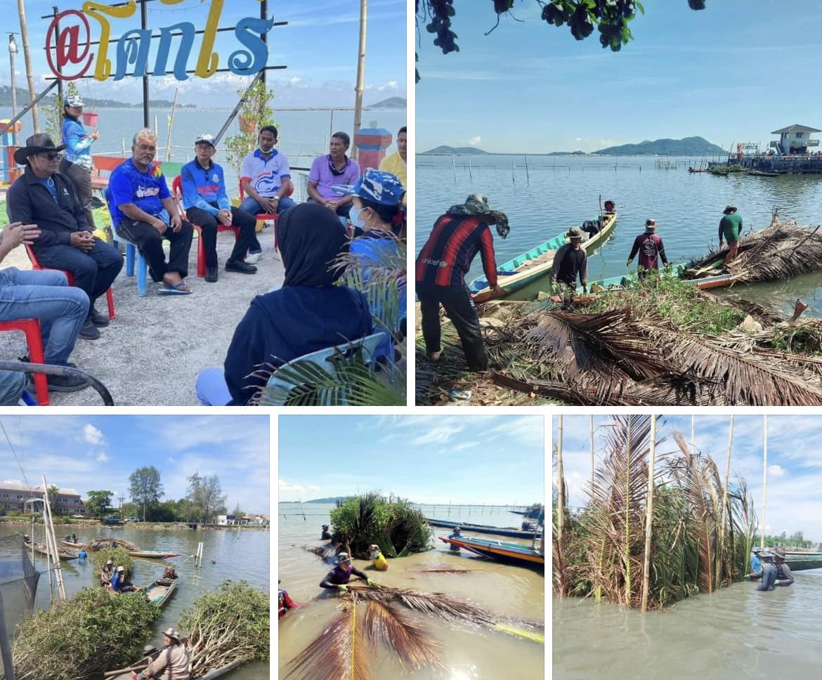 กรมทะเลชายฝั่ง ร่วมกิจกรรมโครงการซ่อมแซมซั้งบ้านปลากลุ่มอนุรักษ์ป่าชายเลนโคกไร่ จ.สงขลา