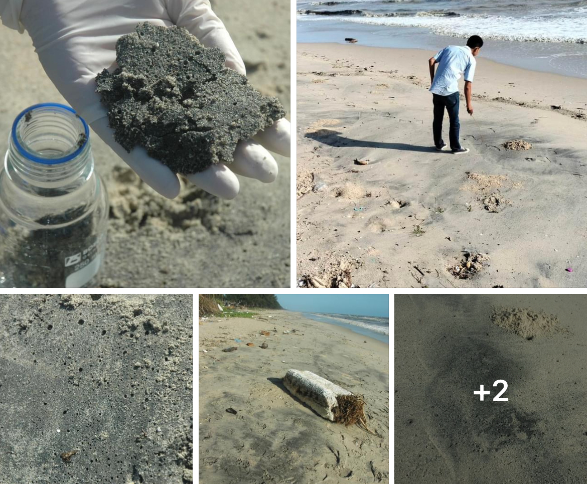 กรม ทช. ตรวจสอบพื้นที่ชายหาดบ่อแดง จ.สงขลา กรณีพบคราบน้ำมัน