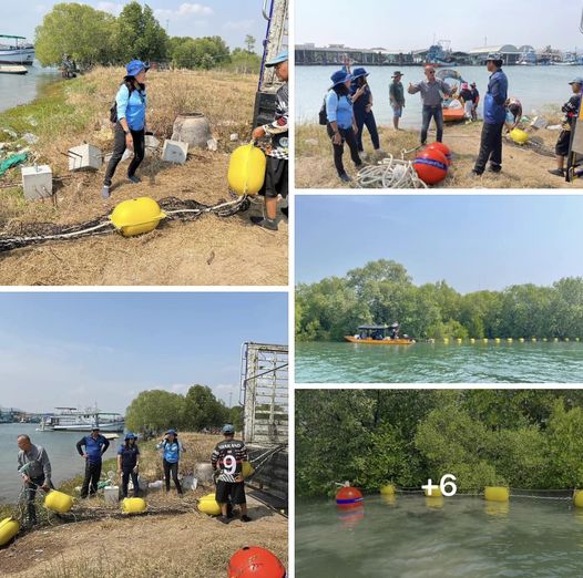 กรมทะเลชายฝั่ง ติดตั้งทุ่นกักขยะ บริเวณท่าเทียบเรือชุมชนชายฝั่งปากแม่น้ำปราณบุรี จ.ประจวบคีรีขันธ์