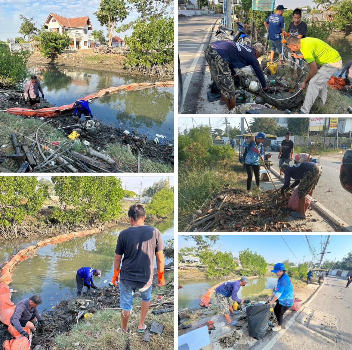 กรม ทช. เก็บขยะจากทุ่นกักขยะ (Boom) บริเวณคลองบางทะลุ จ.เพชรบุรี
