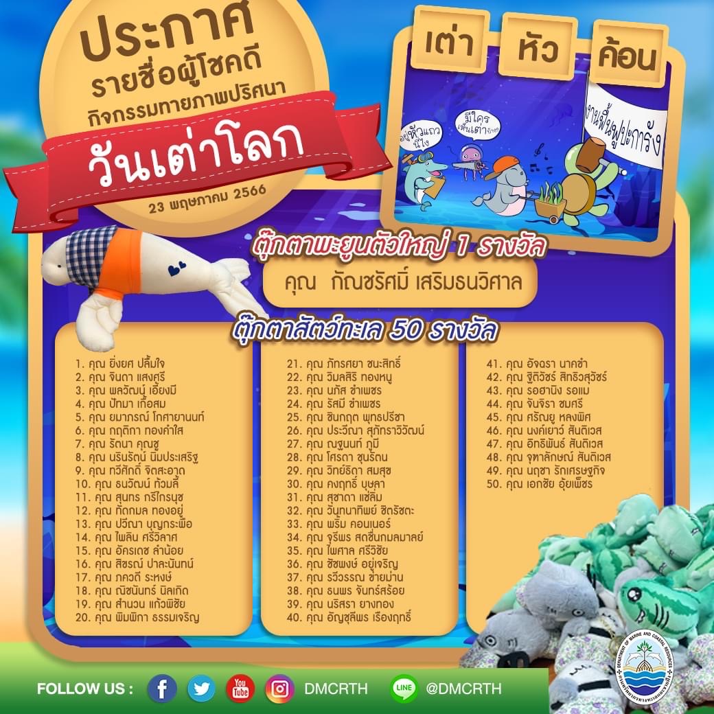 ตรวจสอบรายชื่อผู้ได้รับรางวัลกิจกรรมทายคำปริศนา