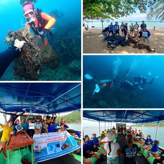 กรมทะเลชายฝั่ง ร่วมกิจกรรมเก็บขยะในทะเล แนวปะการังกองหินสำราญ เกาะพะงัน จ.สุราษฎร์ธานี