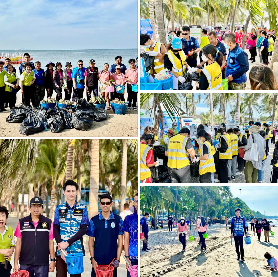 กรมทะเลชายฝั่ง ร่วมจัดเก็บขยะตกค้างในระบบนิเวศทางทะเลหลังวันลอยกระทง บริเวณชายหาดบางแสน จ.ชลบุรี