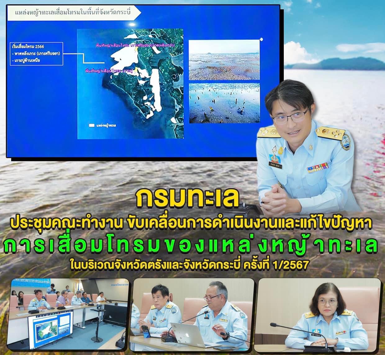 กรมทะเล ประชุมคณะทำงานแก้ไขปัญหาการเสื่อมโทรมของแหล่งหญ้าทะเล จ.ตรังและกระบี่ ครั้งที่ 1/2567
