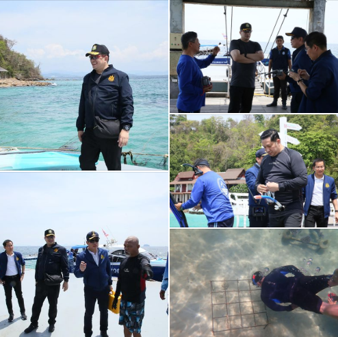 ร.อ.รชฏ ผู้ช่วยรัฐมนตรีฯ ติดตามภารกิจกรมทะเล ร่วมสำรวจปะการังฟอกขาว บริเวณ เกาะไม้ท่อน จ.ภูเก็ต