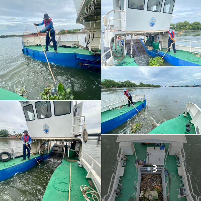 กรมทะเล จัดเก็บขยะที่ตกค้างในระบบนิเวศ ณ บริเวณแม่น้ำท่าจีน