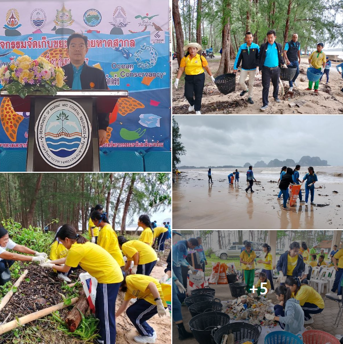 กรมทะเล จัดกิจกรรม วันเก็บขยะชายกาดสากล ณ หาดคลองสน ตำบลบ่อหิน อำเภอสิเกา จังหวัดตรัง