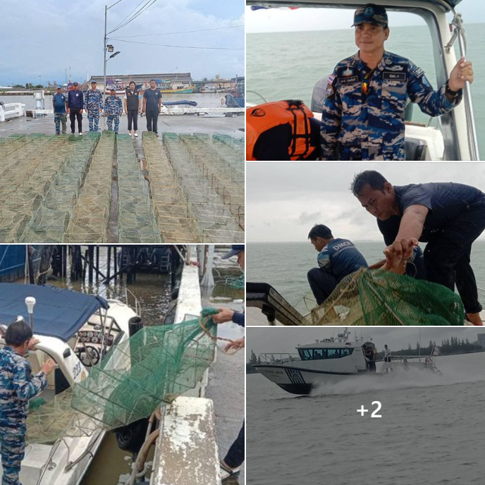 กรมทะเล ร่วมกับหน่วยงานพื้นที่ตรวจยึดรื้อถอนเครื่องมือประมงผิดกฎหมายลอบพับได้พื้นที่ทะเลตำบลบางเขา อำเภอหนองจิก จังหวัดปัตตานี