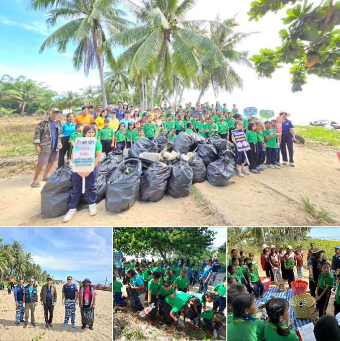 กรมทะเล จัดกิจกรรมเก็บขยะที่ตกค้างในระบบนิเวศที่สำคัญแบบมีส่วนร่วม พื้นที่ บ้านหาดสวรรค์ หมู่ที่ 1 ตำบลคันธุลี อำเภอท่าชนะ จังหวัดสุราษฎร์ธานี
