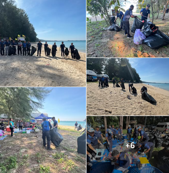 กรม ทช. ร่วมกันจัดเก็บขยะตกค้างบริเวณชายหาดบางสัก