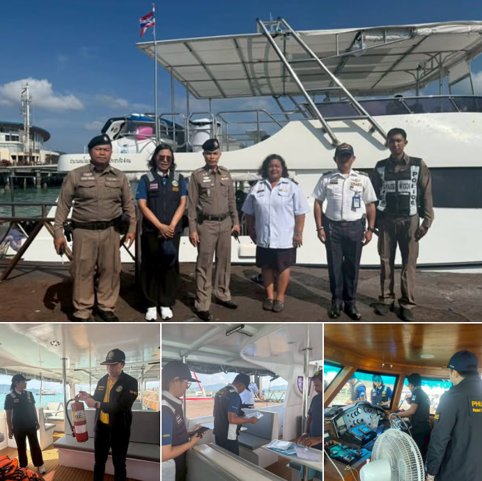 ศรชล.ภาค 3 ร่วมตรวจความปลอดภัยเรือนำเที่ยวท่าเรืออ่าวฉลอง – เน้นย้ำมาตรการทางทะเลและอนุรักษ์สิ่งแวดล้อม