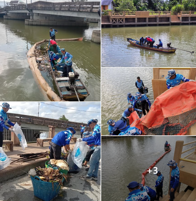 กรมทะเล ชายฝั่ง จัดเก็บขยะที่ตกค้างบริเวณใต้สะพานเฉลิมพระเกียรติ แม่น้ำปัตตานี อำเภอเมือง จังหวัดปัตตานี