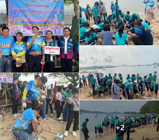 กรมทะเล จัดกิจกรรมเก็บขยะชายหาด พาเครือข่ายฯ อนุรักษ์ทะเลและชายฝั่ง ณ ชายหาดหน้าโรงพยาบาลอาภากรเกียรติวงศ์ อำเภอสัตหีบ จังหวัดชลบุรี