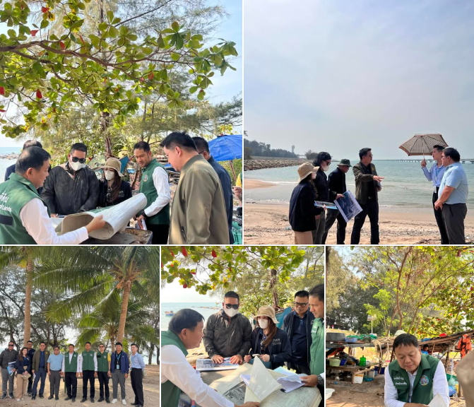 กรมทะเล ร่วมกับหน่วยงานในพื้นที่ลงพื้นที่ตรวจสอบที่ดินงอกบริเวณชายหาด และโครงสร้างชายฝั่ง บริเวณชายหาดมาบตาพุด ตำบลมาบตาพุด อำเภอเมืองระยอง จังหวัดระยอง