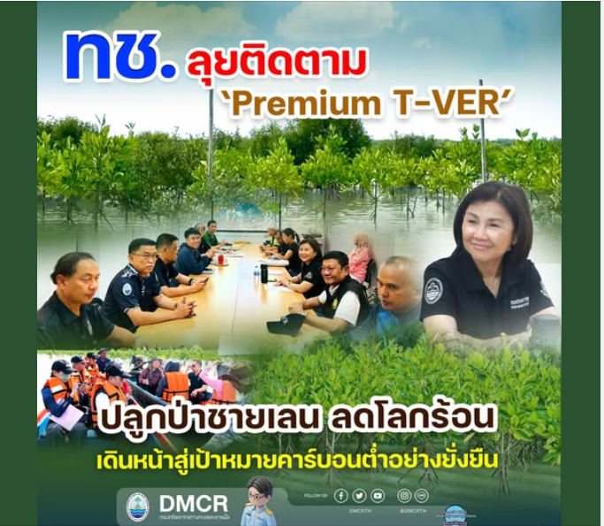 ทช. ลุยติดตาม ‘Premium T-VER’ ปลูกป่าชายเลน ลดโลกร้อน เดินหน้าสู่เป้าหมายคาร์บอนต่ำอย่างยั่งยืน
