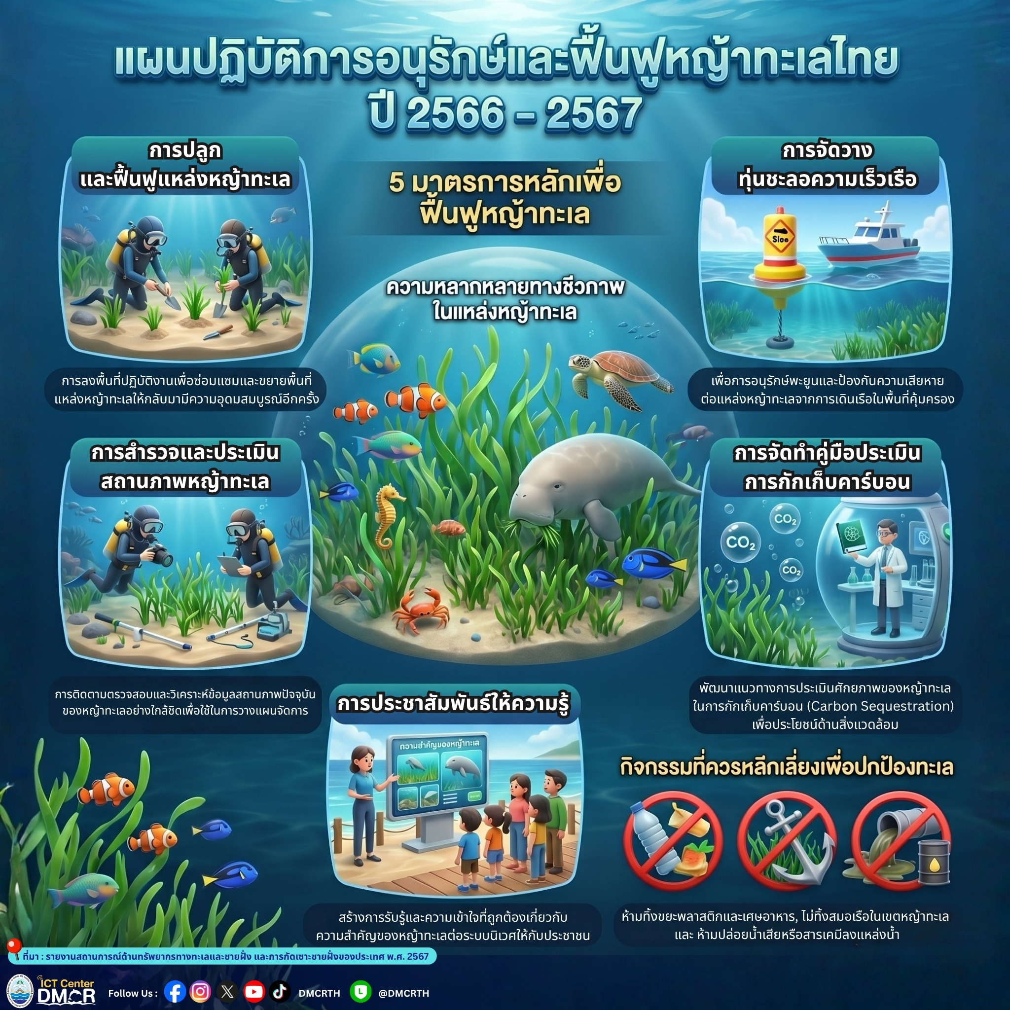 เปิด 5 มาตรการหลัก! แผนปฏิบัติการอนุรักษ์และฟื้นฟูหญ้าทะเลไทย ปี 2566 - 2567