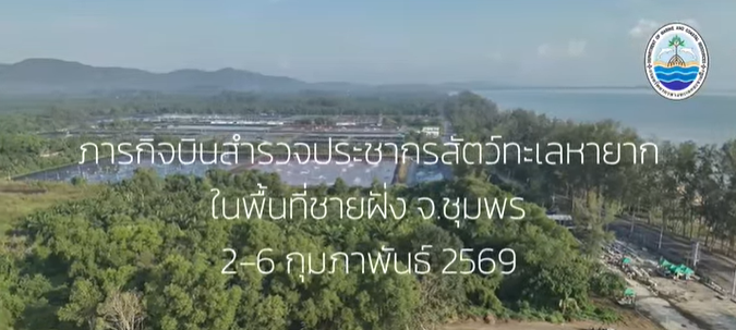 กรม ทช. สำรวจสัตว์ทะเลหายากชุมพร ใช้โดรน VTOL พบเต่าทะเล 1 ตัว นอกชายฝั่งแหลมคอเขา