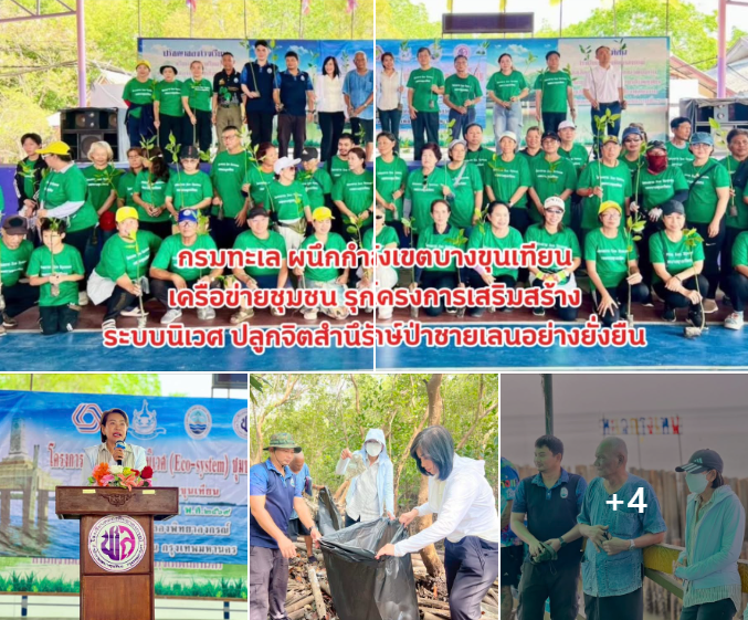 กรมทะเล ผนึกกำลังเขตบางขุนเทียนเครือข่ายชุมชน รุกโครงการเสริมสร้างระบบนิเวศ ปลูกจิตสำนึรักษ์ป่าชายเลนอย่างยั่งยืน