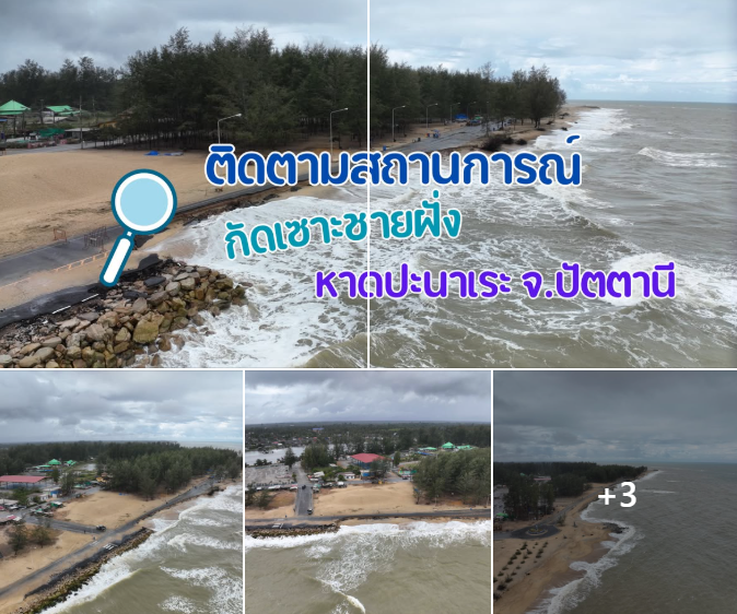 กรมทะเล ติดตามสถานการณ์กัดเซาะชายฝั่งหาดปะนาเระ จ.ปัตตานี