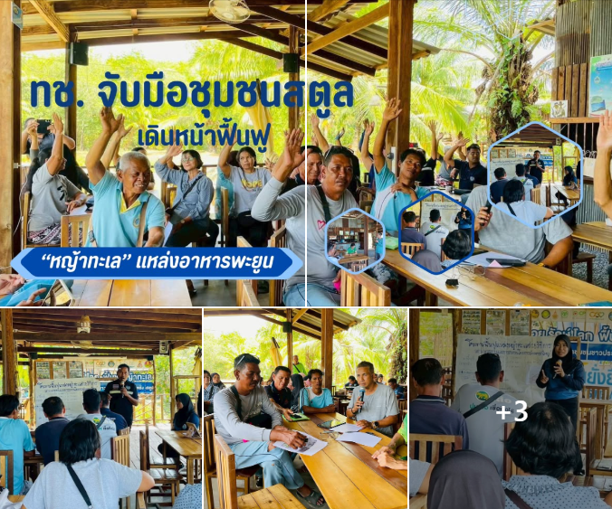 ทช. จับมือชุมชนสตูล เดินหน้าฟื้นฟู “หญ้าทะเล” แหล่งอาหารพะยูน ใช้วิธีล้อมคอกลดการรบกวน สร้างทะเลอุดมสมบูรณ์