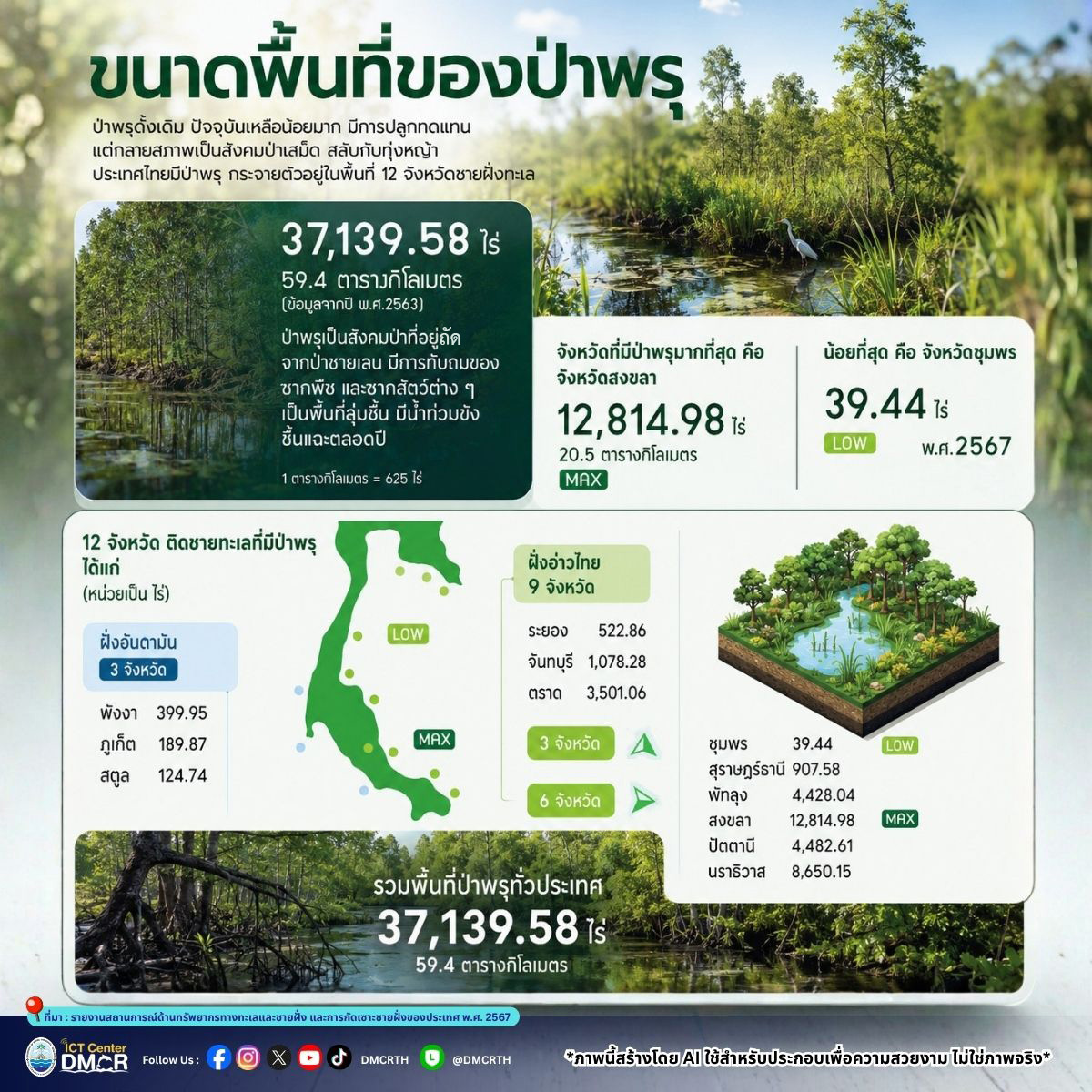 วิกฤตป่าพรุไทยดั้งเดิมเริ่มสูญหาย! เผย 12 จังหวัดชายฝั่งเหลือพื้นที่รวมเพียง 3.7 หมื่นไร่
