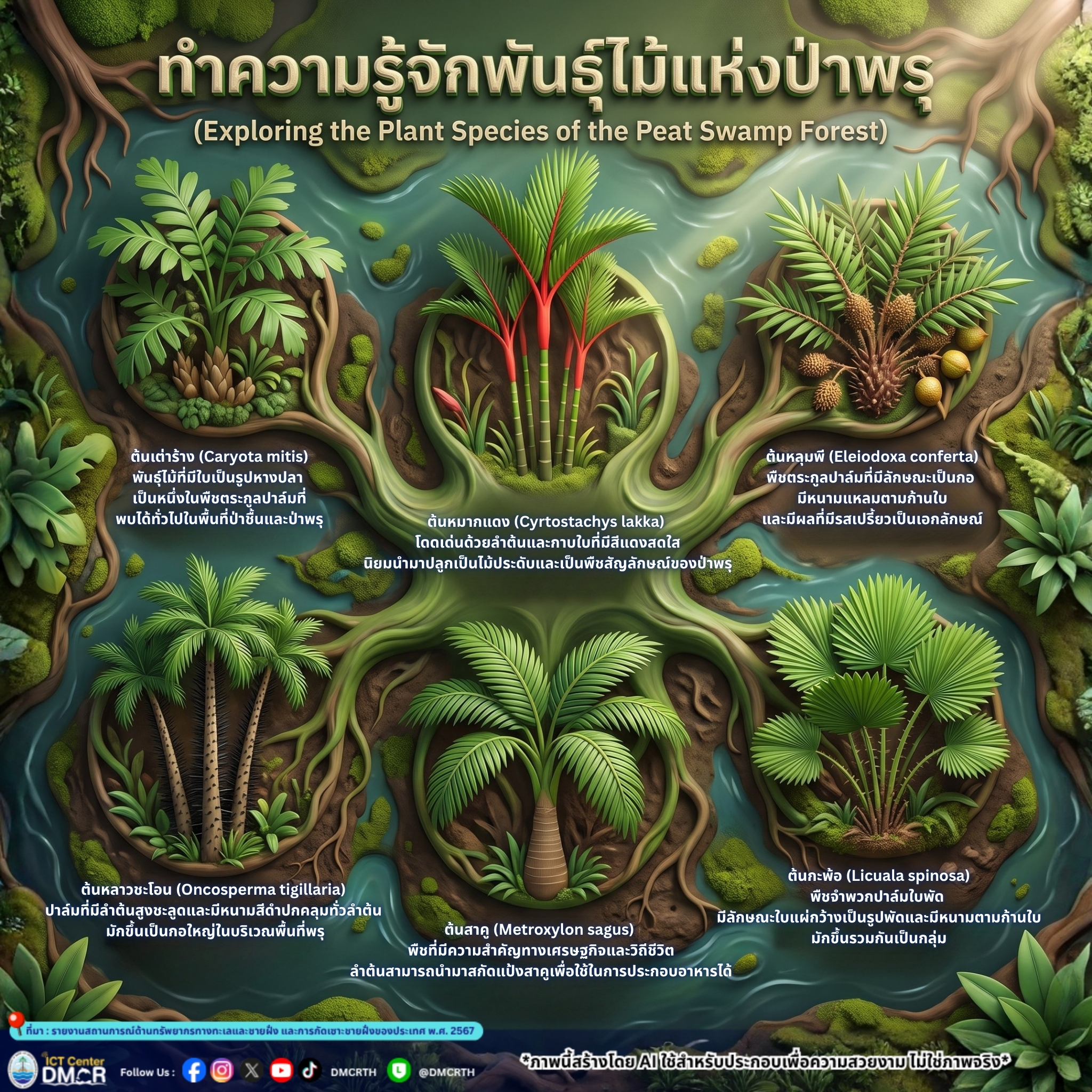 ทำความรู้จัก 6 พันธุ์ไม้เด่นแห่ง "ป่าพรุ" พืชตระกูลปาล์มเอกลักษณ์เฉพาะระบบนิเวศพื้นที่ชุ่มน้ำ
