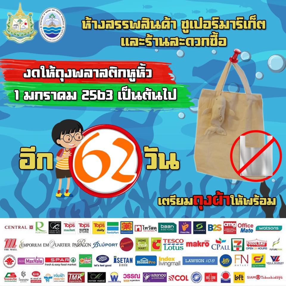 ชาวไทยพร้อมไหมอีก ๖๒ วัน ห้างไม่แจกแล้วนะถุงพลาสติก