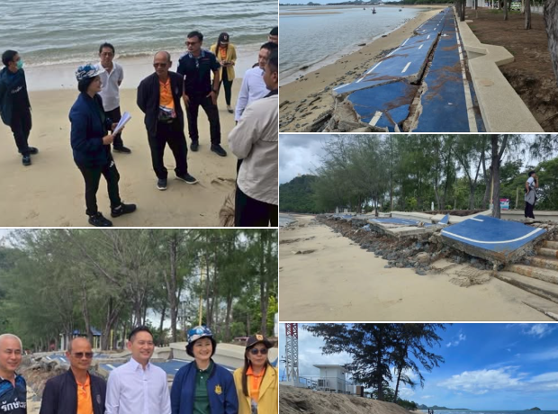 สทช.3 ลงพื้นที่ติดตามการซ่อมเขื่อนกันคลื่นชายหาดอ่าวประจวบ พร้อมสำรวจปัญหาการกัดเซาะชายฝั่ง