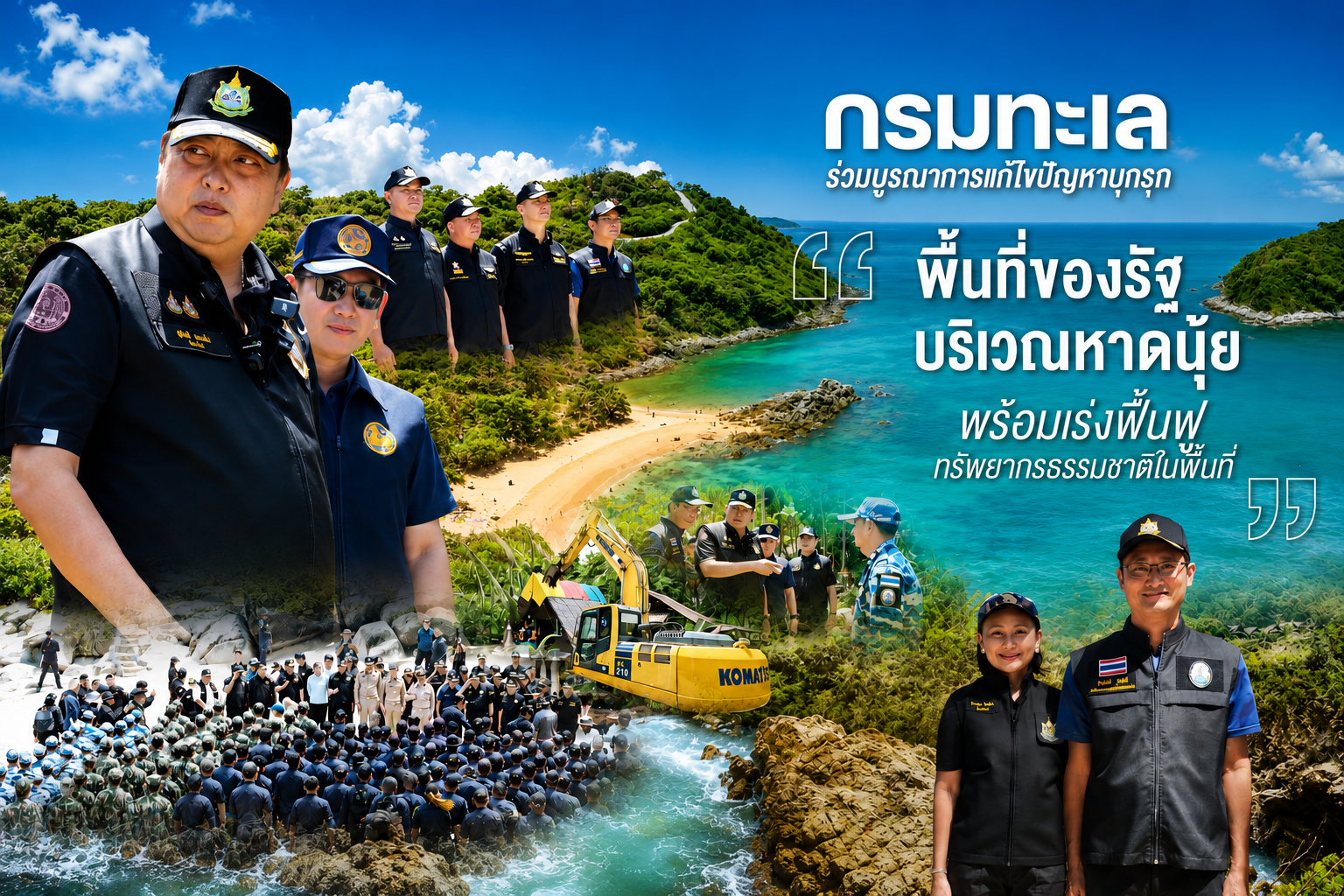 "กรมทะเล" ร่วมบูรณาการแก้ไขปัญหาบุกรุกพื้นที่ของรัฐบริเวณหาดนุ้ย พร้อมเร่งฟื้นฟูทรัพยากรธรรมชาติในพื้นที่