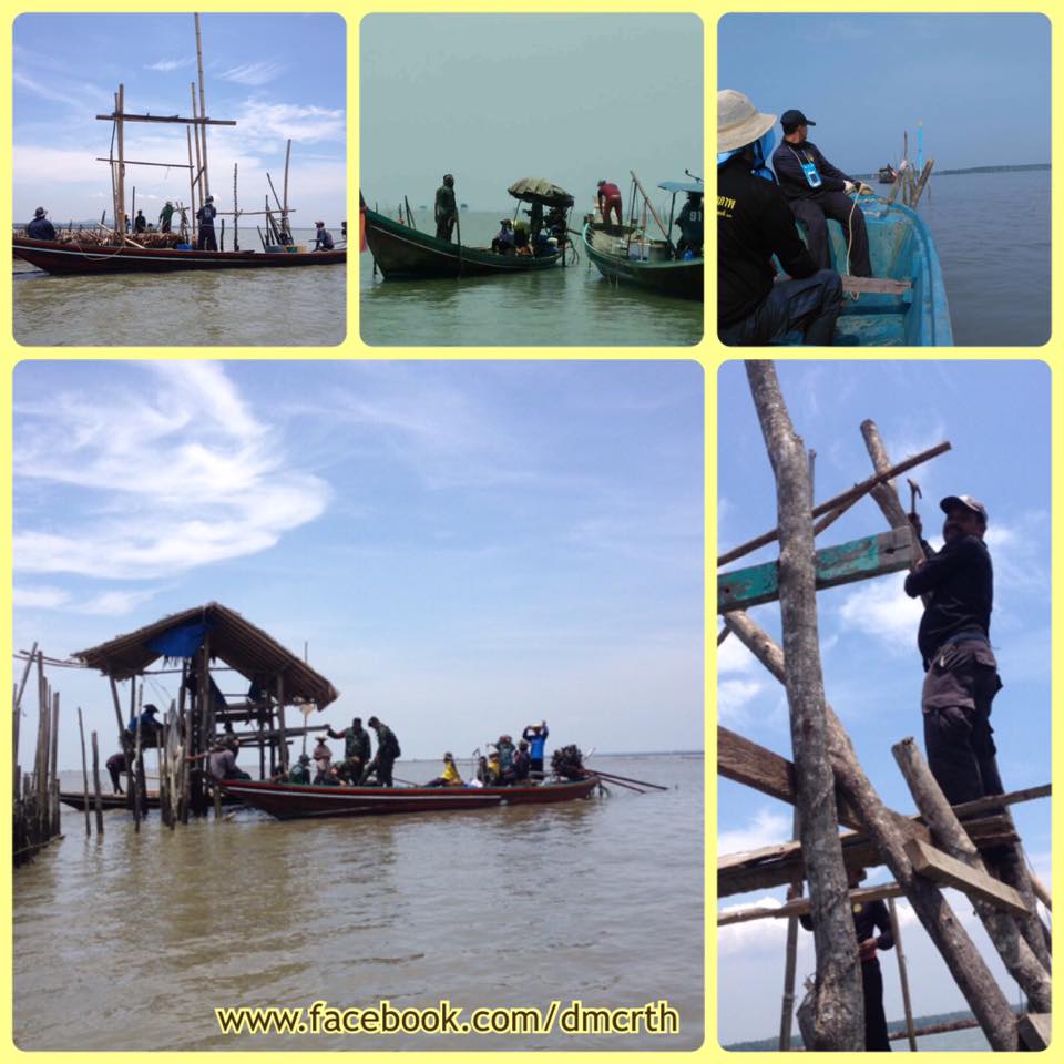 ทช. ร่วมปฏิบัติการรื้อถอนคอกหอยทะเลท่าฉาง