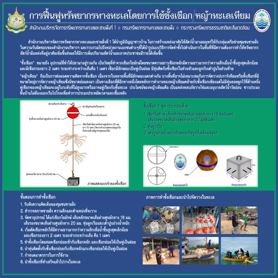 การฟื้นฟูทรัพยากรทางทะเล โดยใช้ซั้งเชือก