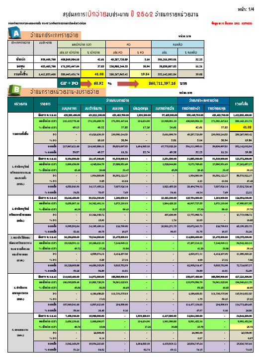 ผลการเบิกจ่ายประจำปี 2562 (ประจำเดือนมีนาคม)